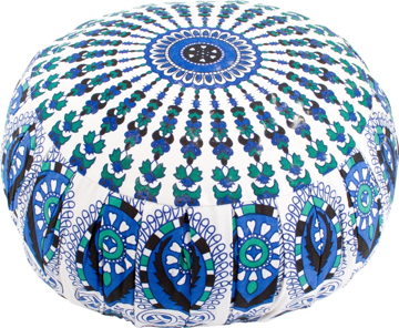 Bild på Meditationskudde: rund mandala (blå, grön och vit)