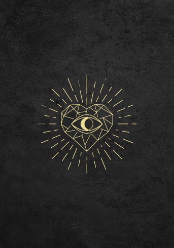 Bild på Symbols Black Allseeing Eye in heart
