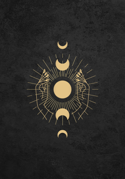 Bild på Symbols Black Moon Phases in our Hands