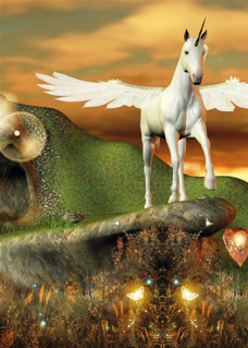 Bild på Magic Unicorn with Wings (50x70 cm)